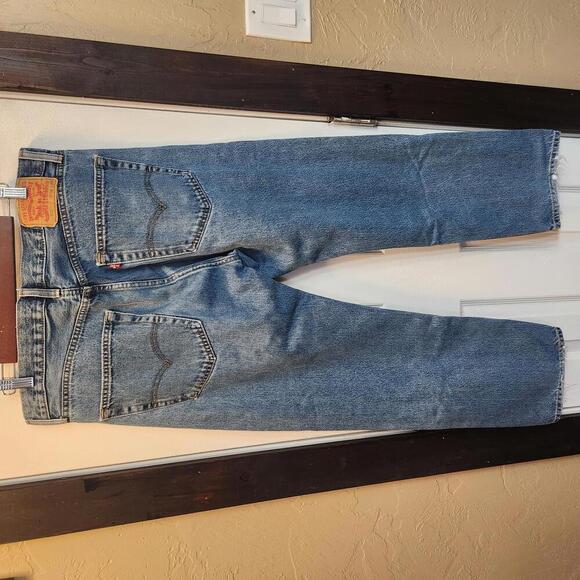 Levi's 505 Regular Straight Leg Denim Jeans - Classic Blue- worn look-36x32 - Picture 3 of 8